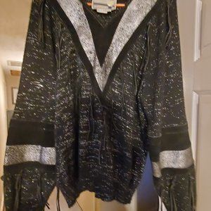 Vintage Pioneer Brand Western Sweater - Black and Silver